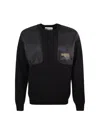 Moschino Logo Patch Crewneck Knitted Sweater In Black