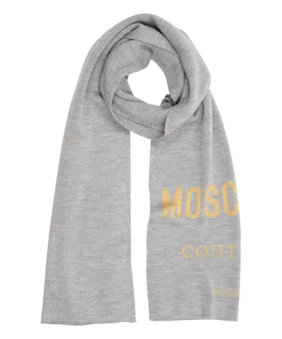 Moschino Viscose Wool Scarf In Grey