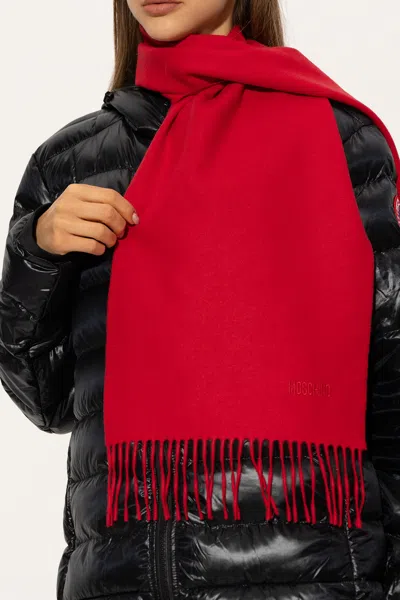 Moschino Wool Scarf With Logo In Red