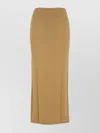 Moschino Wool Skirt High-waisted Maxi Length Side Slit In Brown