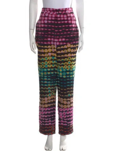 Pre-owned Moschino Wool Straight Leg Pants In Pink