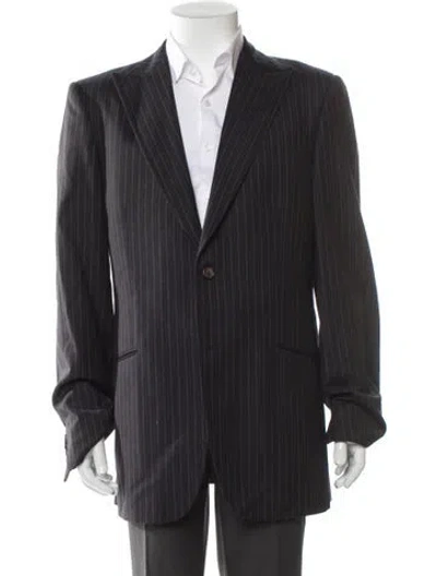 Pre-owned Moschino Wool Striped Jacket In Gray
