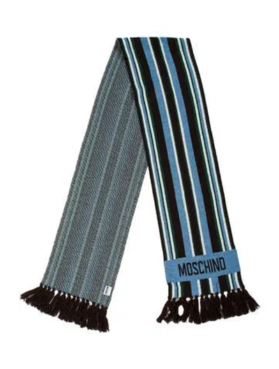 Pre-owned Moschino Wool Striped Scarf In Brown