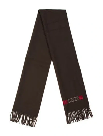 Pre-owned Moschino Wool Striped Scarf In Brown