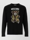 Moschino Virgin Wool Ribbed Crewneck Long-sleeve T-shirt In Black