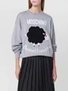 Moschino Grey Wool Sweater With Intarsia Logo In Gray
