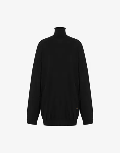 Moschino Wool Sweater With Cut-out Golden M In Black