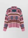 Moschino Wool Sweater With Intarsia Design And Crew Neck In Multi