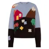 Moschino Shetland Wool Sweater With Landscape Intarsia In Multi