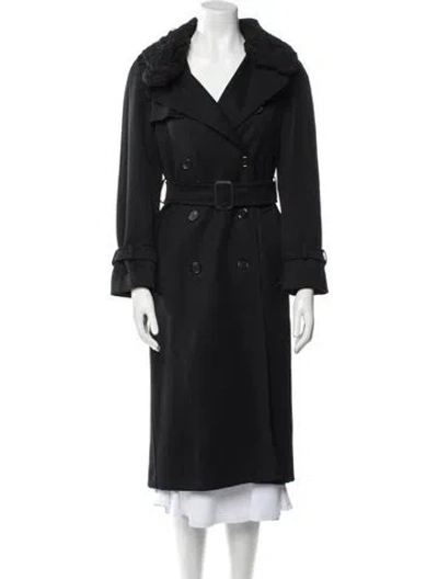 Pre-owned Moschino Wool Trench Coat In Black