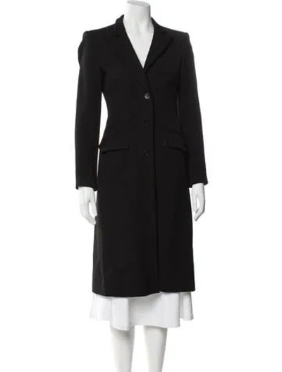 Pre-owned Moschino Wool Trench Coat In Black