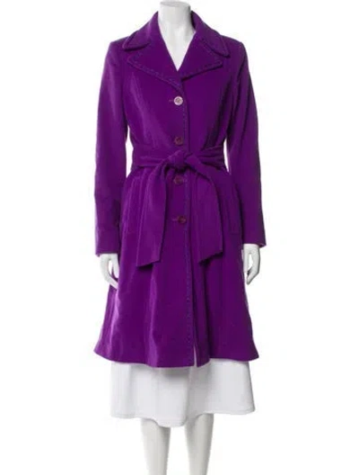 Pre-owned Moschino Wool Trench Coat In Purple
