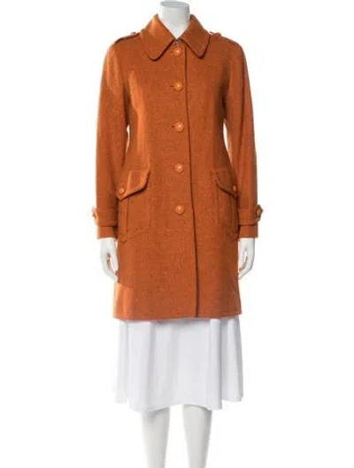 Pre-owned Moschino Wool Tweed Pattern Coat In Orange
