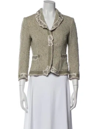 Pre-owned Moschino Wool Tweed Pattern Jacket In Gray