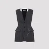 Moschino Sleeveless Wool Vest Tailored Stitching In Gray
