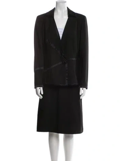 Pre-owned Moschino Wool Whipstitch Trim Skirt Suit In Black