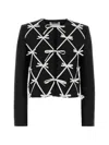 Moschino Wool Blazer Cropped Tailored Bow Detail In Black