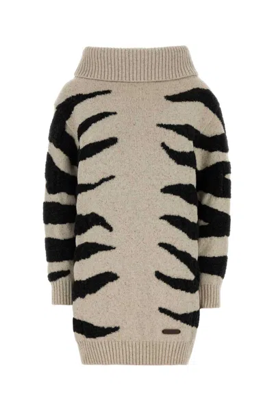 Moschino Wool-blend Sweater Dress In Beige O Tan