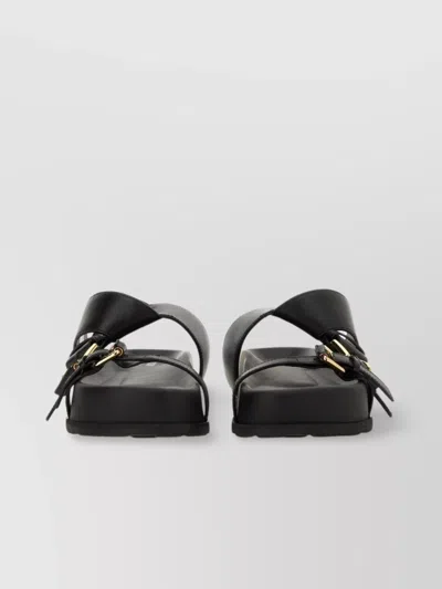 Moschino Woven Buckle Cross Strap Sandals