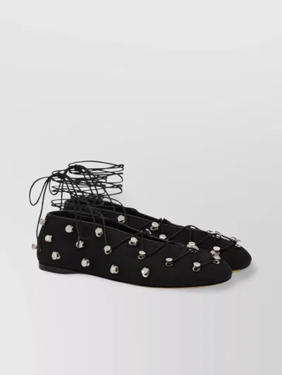 MOSCHINO WRAP ANKLE STUDDED BALLERINAS