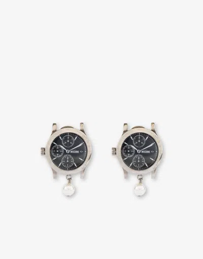 Moschino Wristwatch Metal Earrings In Silver
