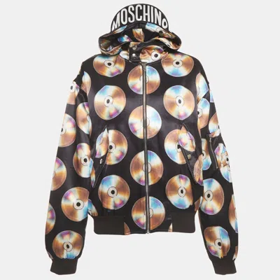 Moschino X H & M Black Disc Printed Cotton Knit Hooded Sweatshirt