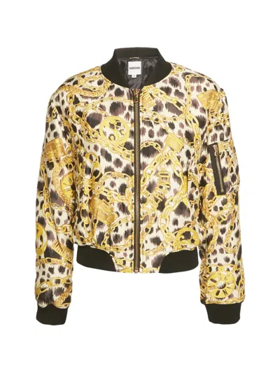 Pre-owned Moschino X H&m Leopard-print Zip-up Jacket In Neutral