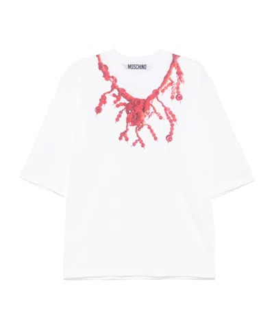 MOSCHINO MOSCHINO X JUDY BLAME NECKLACE-PRINT CREWNECK T-SHIRT