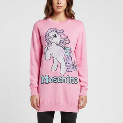 Pre-owned Moschino X My Little Pony Pink Logo Intarsia Knit Sweater M