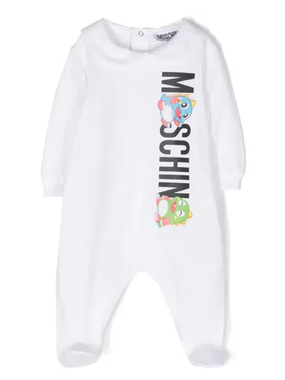 Moschino Babies' X Puzzle Bobble Cotton Pajamas In White