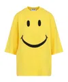 Moschino Smiley Face Graphic T-shirt In Bright Yellow Cotton