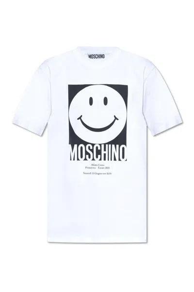 Moschino Smiley Print T Shirt In White
