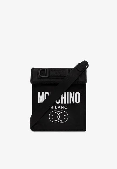 Moschino X Smiley® Logo Messenger Bag In Black