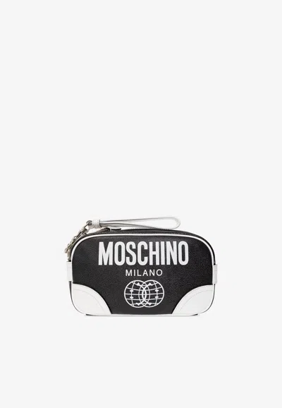 Moschino X Smiley® Logo Pouch In Monochrome