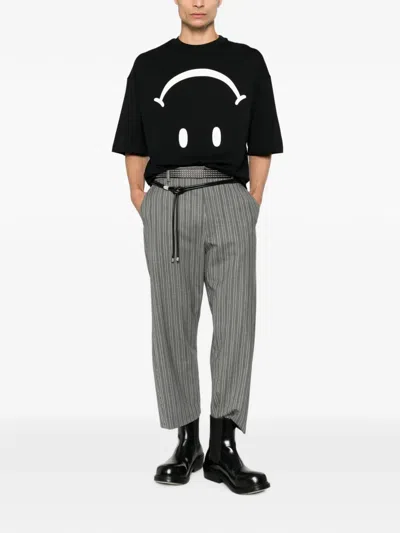 Moschino Smiley Logo Crew Neck Graphic T Shirt In Black