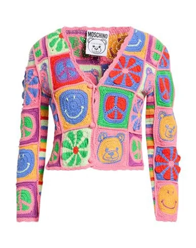 Moschino X Smiley World Woman Cardigan Pink Size 6 Cotton In Multi