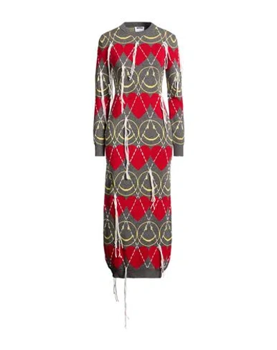 Moschino Heart-pattern Midi Dress In Gray