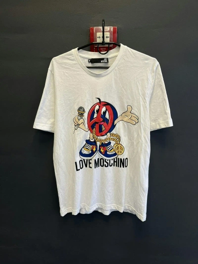 Pre-owned Moschino X Vintage Y2k Love Moschino Reaper White Tee