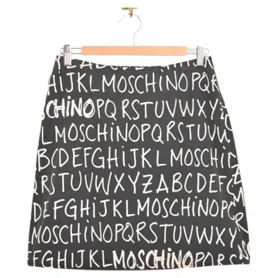 Pre-owned Moschino Y2k Iconic 2000's Vintage  'alphabet' Pattern Spell Out Mini Skirt In Black