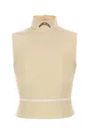Moschino High Neck Sleeveless Cotton Top In Brown