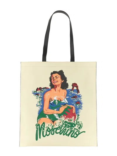 Moschino Couture Hawaiian Print Tote Bag In Yellow