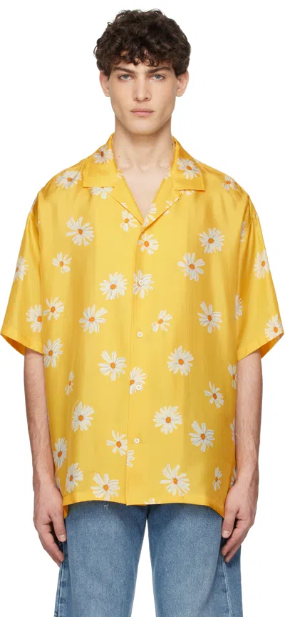Moschino Yellow Allover Daisy Shirt In Multi Yellow