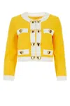 Moschino Couture Heart Buttons Crepe Jacket In Yellow