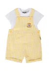 Moschino Yellow Dungarees For Baby Boy With Teddy Bear In Yellow