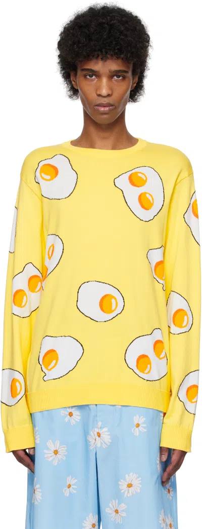 Moschino Yellow Eggs Sweater In Multi Yellow