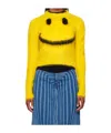 Moschino Mohair Blend Knit Crewneck Sweater In Yellow