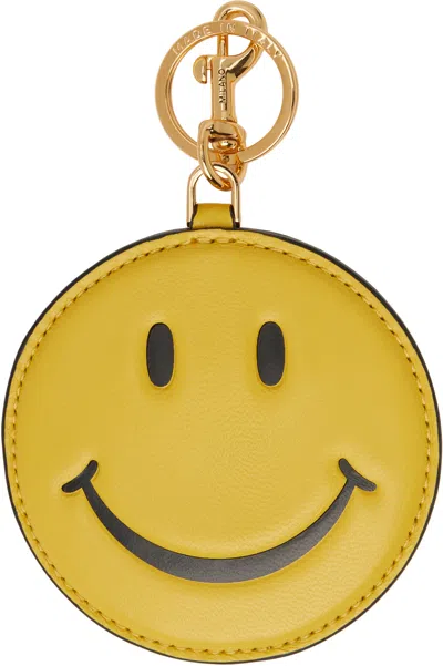 Moschino Yellow Nappa Smiley Keychain In 400 One Color Soft L
