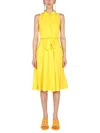Moschino Tie-fastening Polo-collar Midi Dress In Yellow