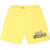 MOSCHINO YELLOW SHORTS FOR BABY BOY WITH TEDDY BEARS AND LOGO