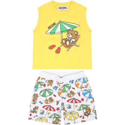Moschino Kids' Yellow Sports Suit For Baby Boy With Teddy Bear